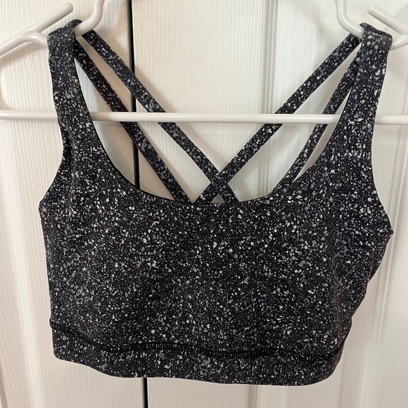 Lululemon Asphalt Speckled Black Sports Bra - Picture 1 of 2